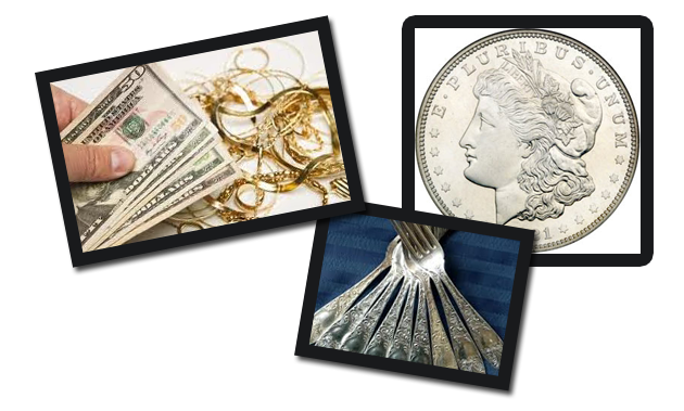 We also buy and sell gold bullion, gold 
                  jewelry, gold coins, silver bullion, 
                  silver jewelry, silver flatware, and 
                  silver coins